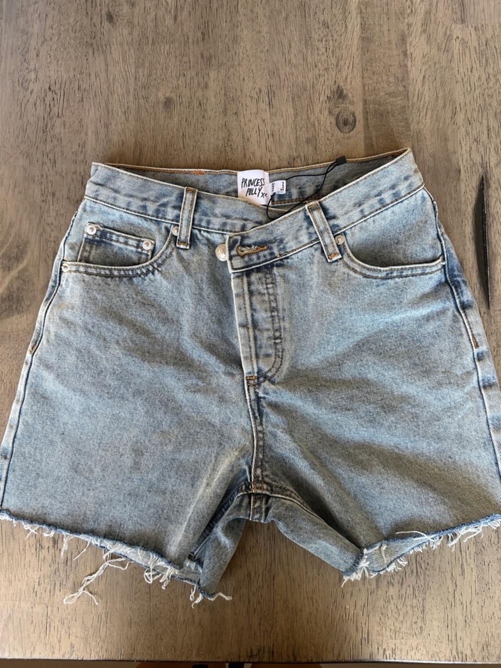 Princess Polly Light Blue High-Rise Denim Cutoff Shorts